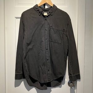 Madewell Women's M Denim Long Sleeve Button Down Shirt Charcoal/Dark Gray Wash